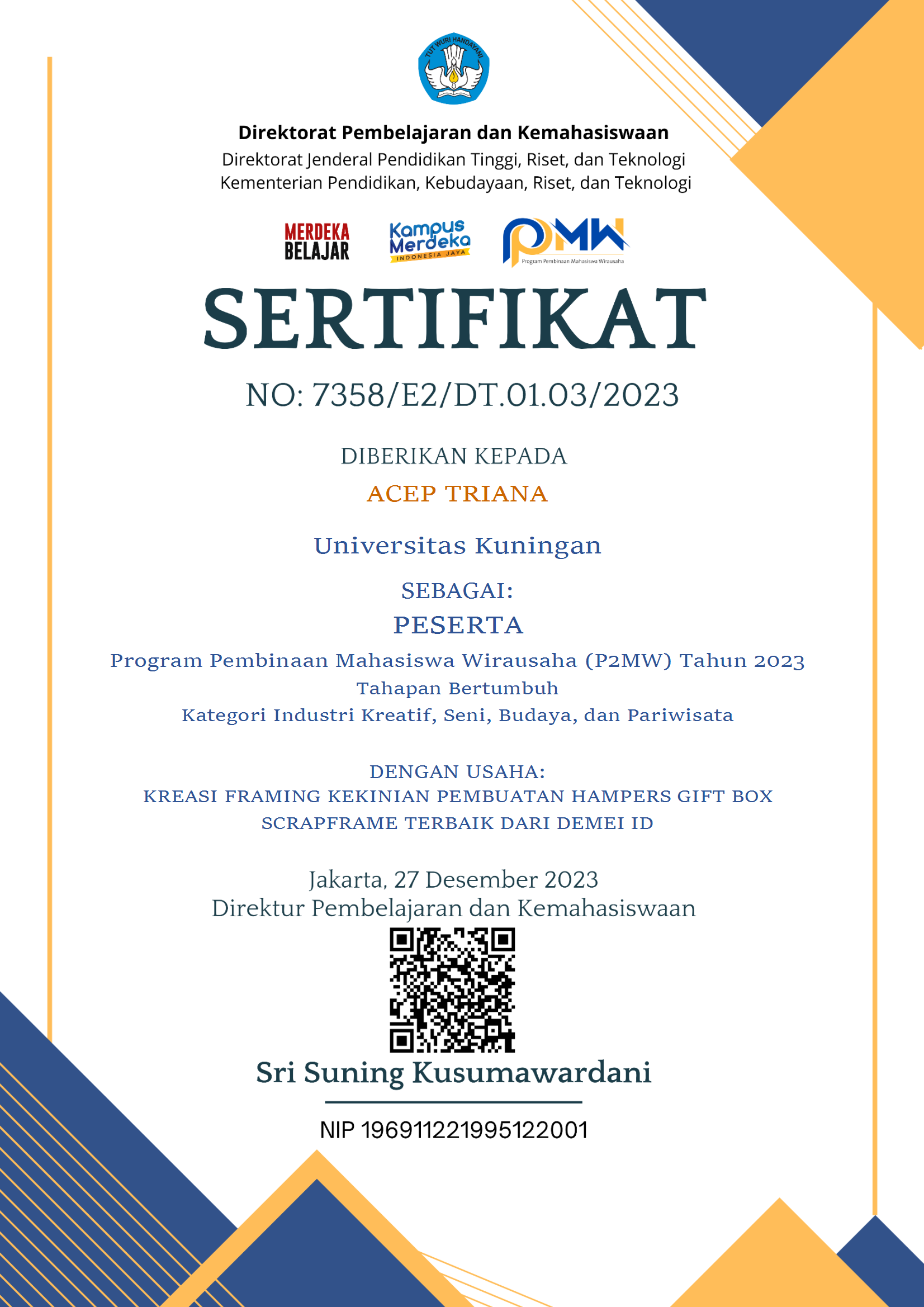 Program Penguatan Mahasiswa Wirausaha (P2MW)